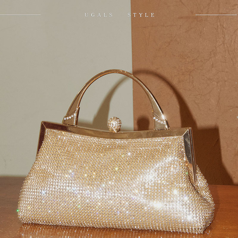 2026 Evening Bag Pure Handmade Rhinestone Button Evening Bag Clutch Banquet Bag Diamond Evening Bag