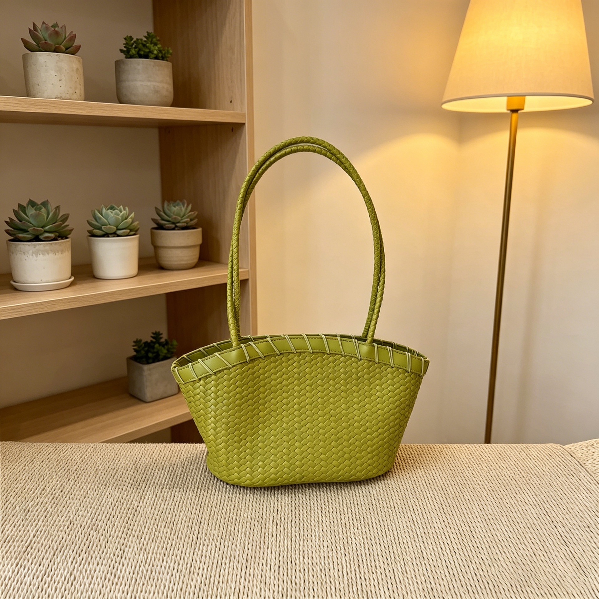 Spring/Summer New Vacation Woven Women Bag Handheld Basket Single Shoulder Shell-Shaped Tote Bag Woven Bag