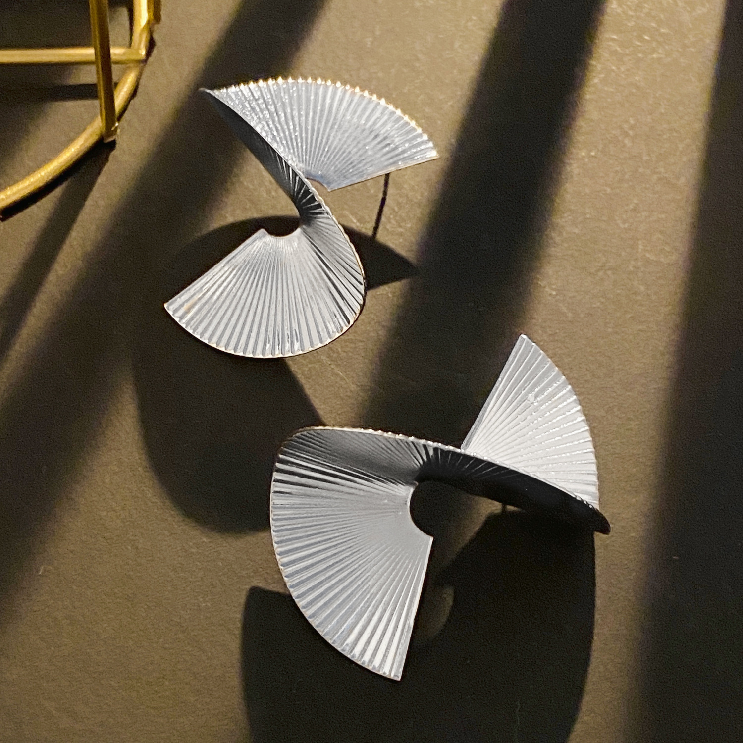 Pleated Geometric Shiny Earrings Women Ear Ornaments Exaggerated Accessories