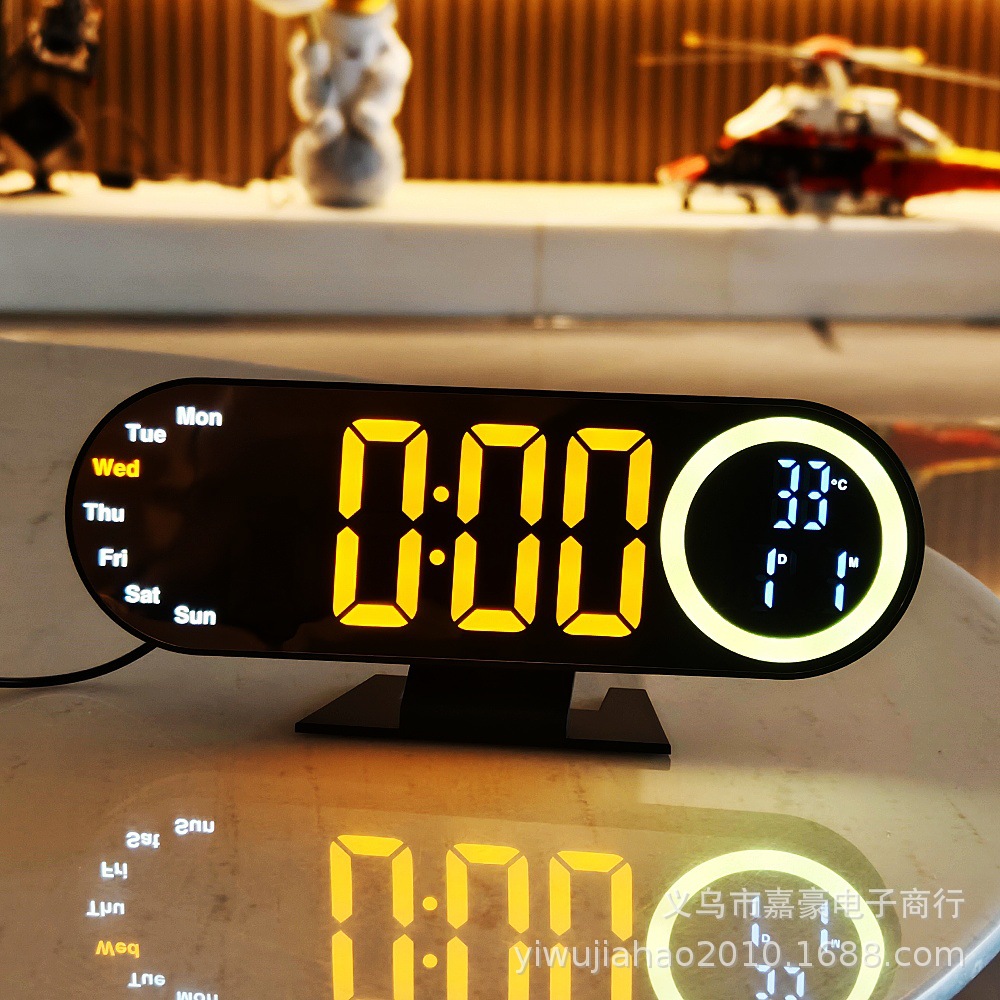 New Colorful Clock Living Room Clock Large Screen LED Digital Alarm Clock Timer Mirror Electronic Clock