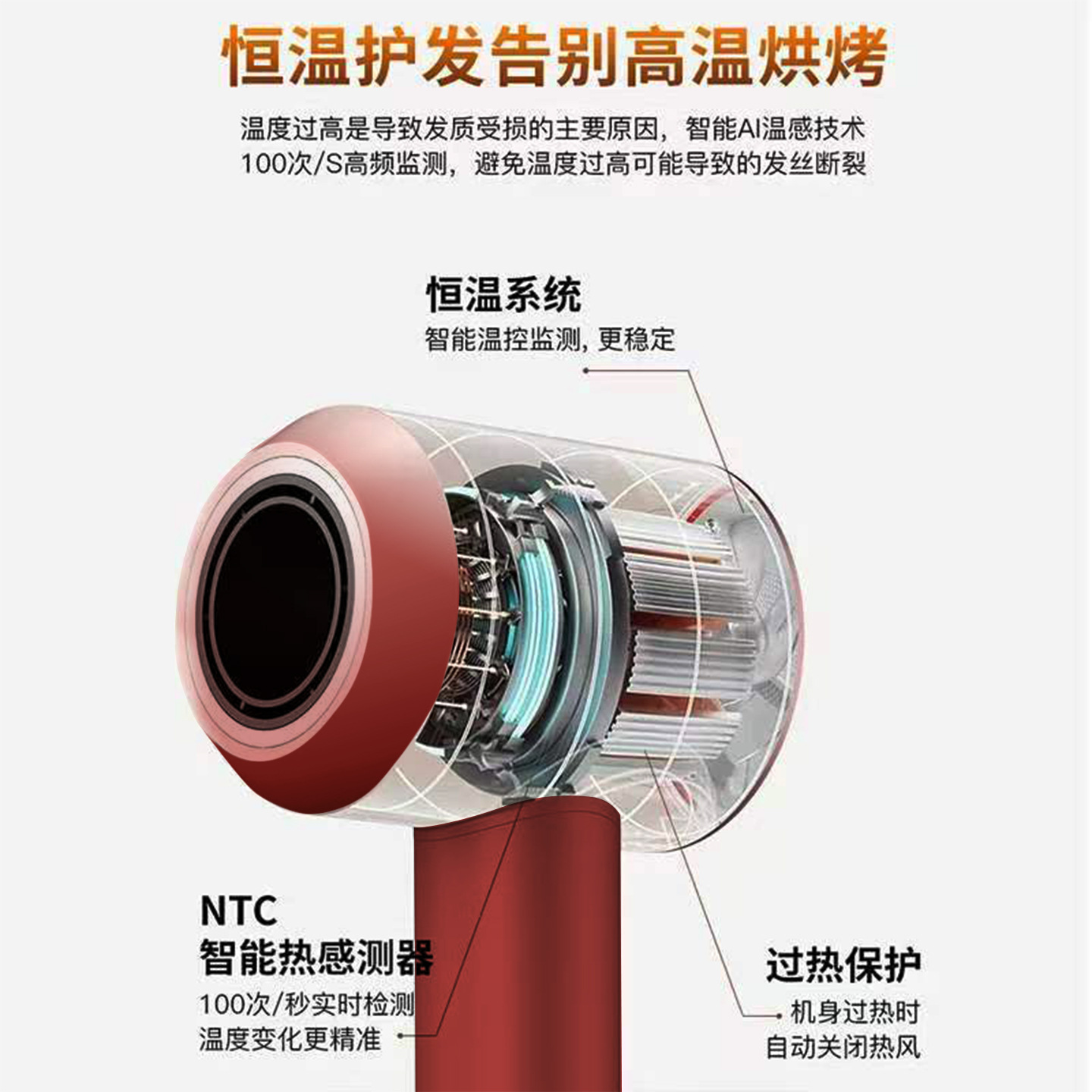 High-speed hair dryer negative ion dormitory hotel hair dryer home use high-power non-damaging hair dryer