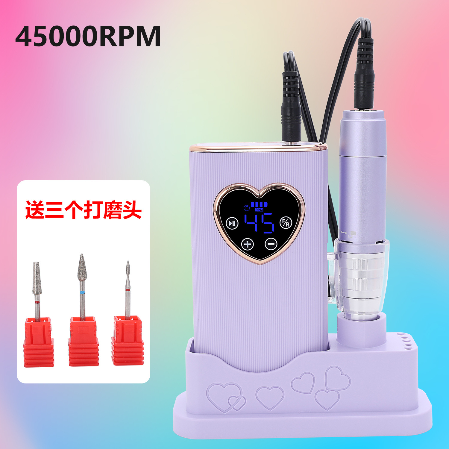 Portable Nail Drill 45000 RPM Adjustable Professional Dead Skin Remover Polisher for Nail Salon