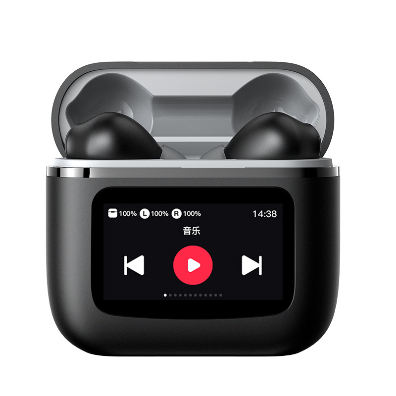 New Smart Noise Cancellation LCD Full Color Touch Screen Display Wireless Bluetooth Earphones Earphone Volume Adjustment App