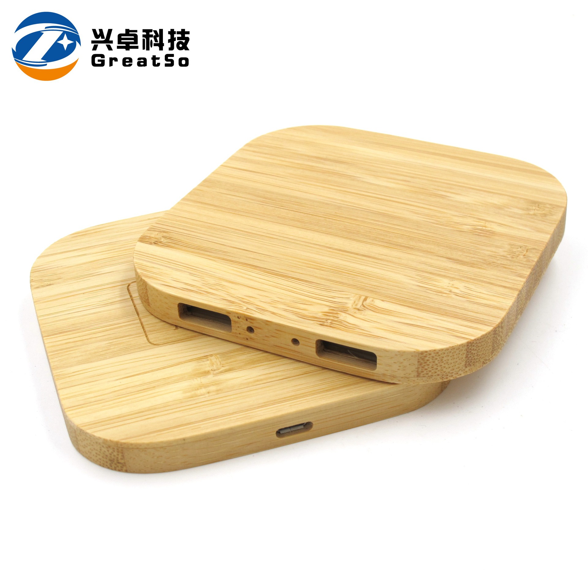 New bamboo wood wireless charger dual USB bamboo wireless charger custom