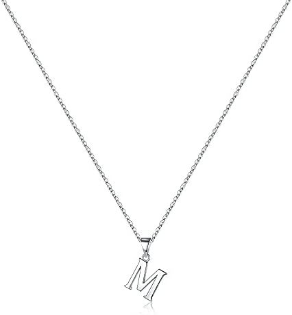 Letter S925 Sterling Silver Necklace Smooth 26 Letters Necklace Pendant Simple