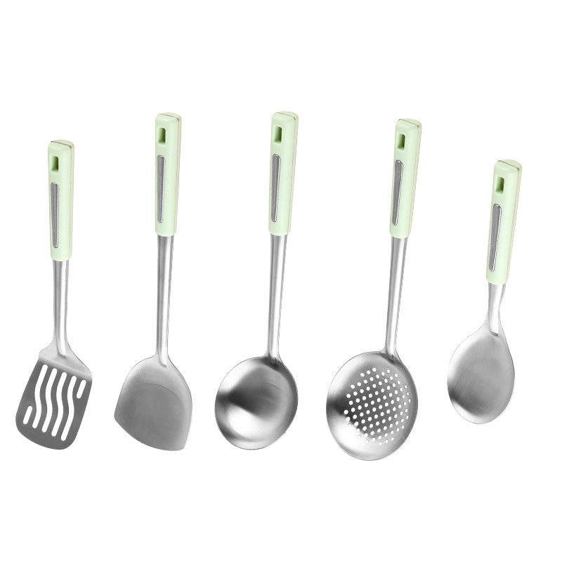 Stainless Steel Bakelite Handle Bright Chinese Style Handle Frying Pan Spatula Soup Spoon Slotted Spoon Cooking Home Kitchen Utensils Set Carefully Selected