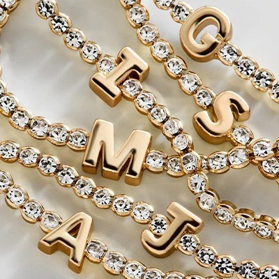 New 18K Gold Plated Letter Zirconia Bracelet DIY Fashion Hand Jewelry