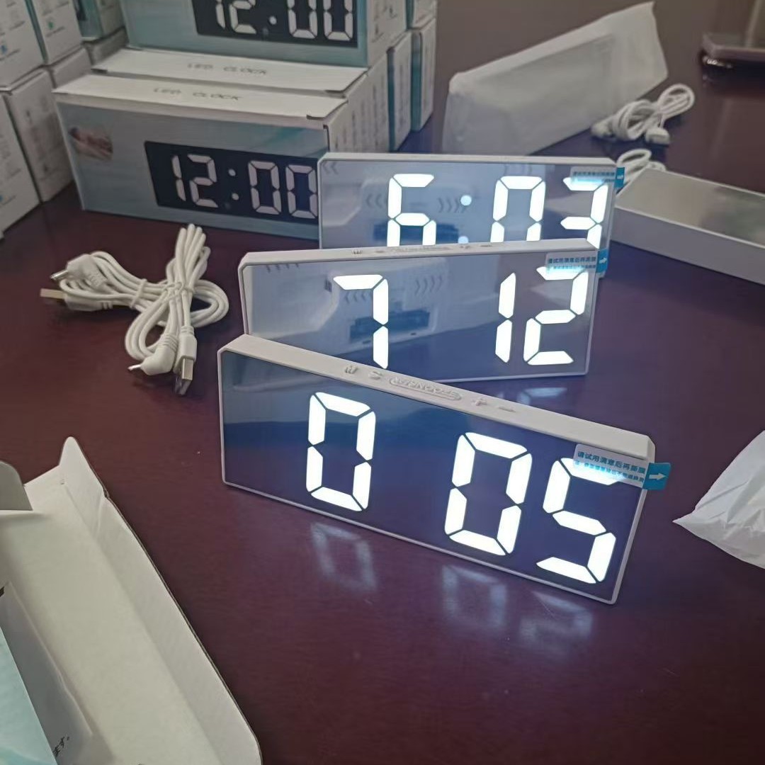 Simple large screen alarm clock LED mirror electronic multi-function student clock