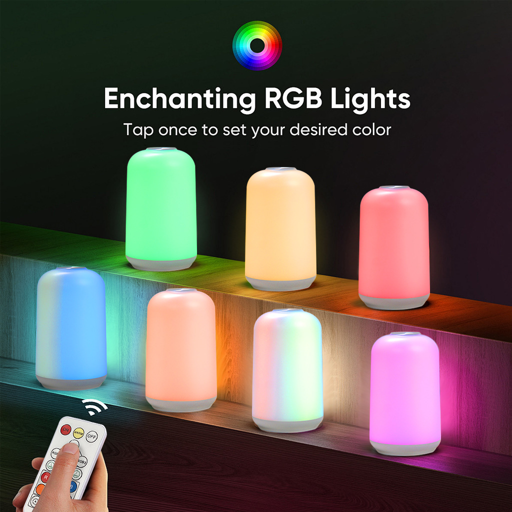 Mini tap light LED bedside lamp touch sensor color-changing atmosphere night light