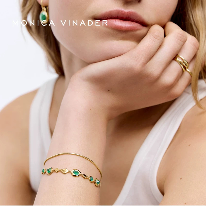 Monica Flowing Light Gem Natural Aquamarine Niche Gift Bracelet New