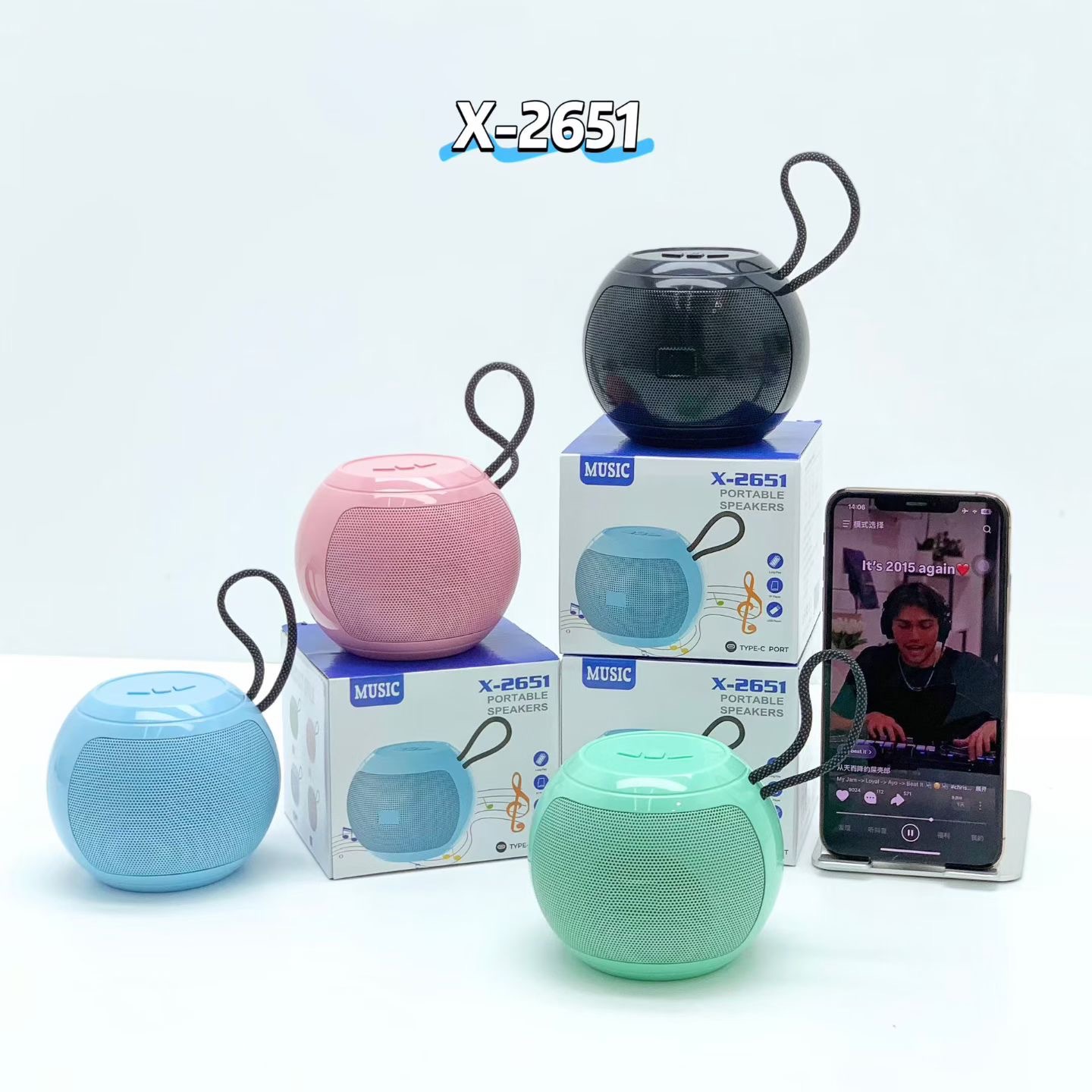 New X-2651 Wireless Bluetooth Speaker Outdoor Mobile Handle Portable Mini Card Subwoofer Speaker