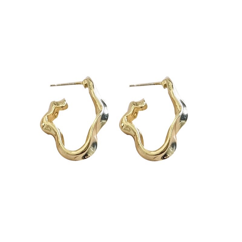 Wrinkled Metal Irregular Niche Ear Hoops Earrings Ear Accessories