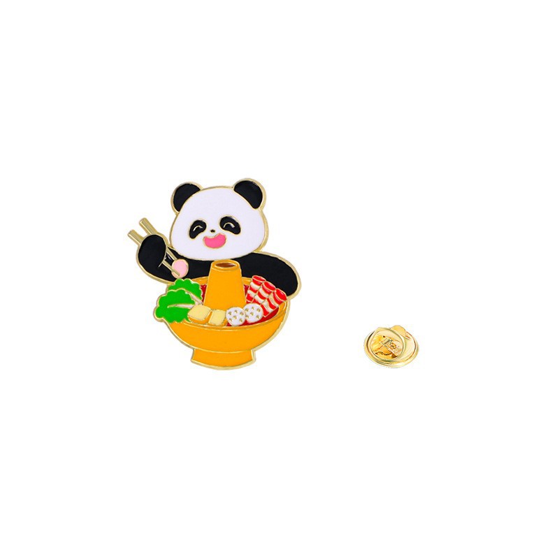 Chinese Style Panda Brooch Cute Animal Bag Badge Clothing Bag Accessory Bamboo Giant Panda Chain Lapel Pin