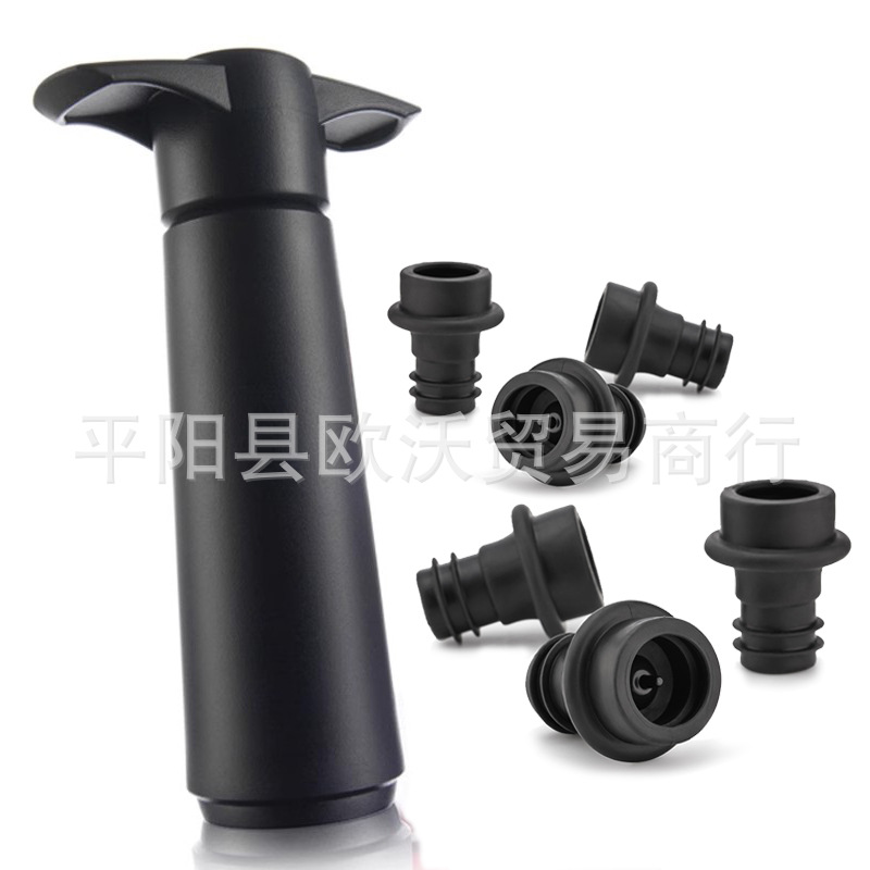 Plastic red wine vacuum multifunctional air pump bottle stopper metal air pump black wine stopper