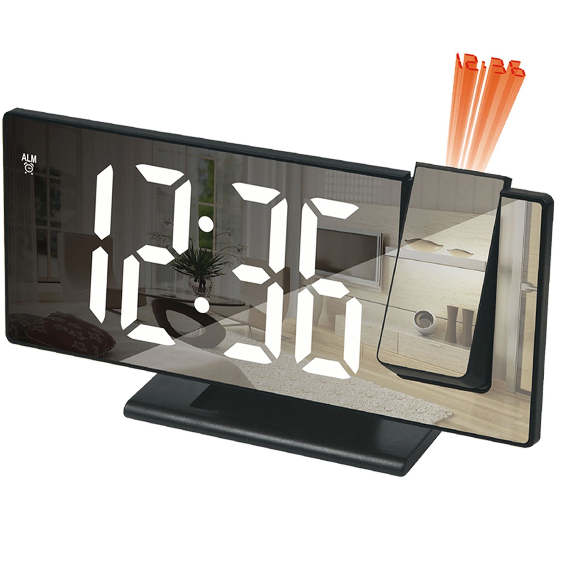 LED mirror projection electronic clock multifunctional large screen digital brightness adjustable desktop electronic clock with USB power supply