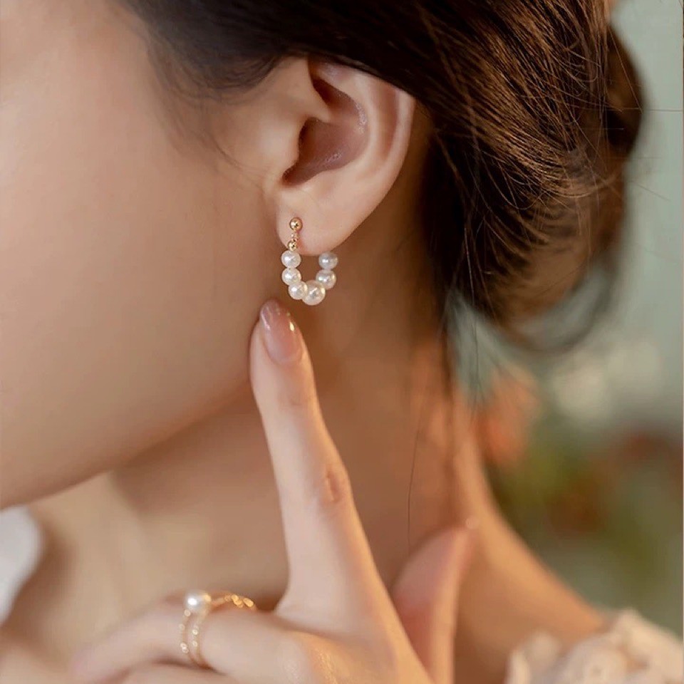Aesthetics! Natural freshwater pearl 14K gold-filled earrings, minimalist and niche ear accessories