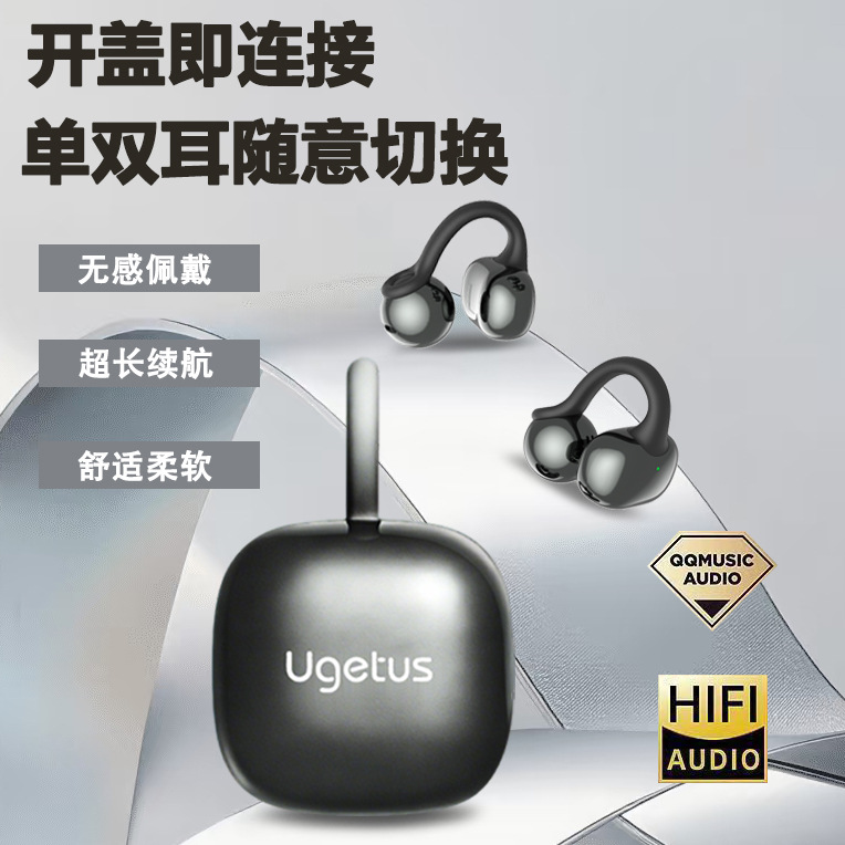 Ugetus New Wireless AI Translation Bluetooth Earbuds Clip-on Sports Running Earbuds Long Battery Life Call Noise Reduction