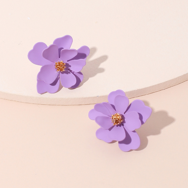 High-quality multi-layer petal flower earrings for women Japanese and Korean sweet and fresh earrings accessories