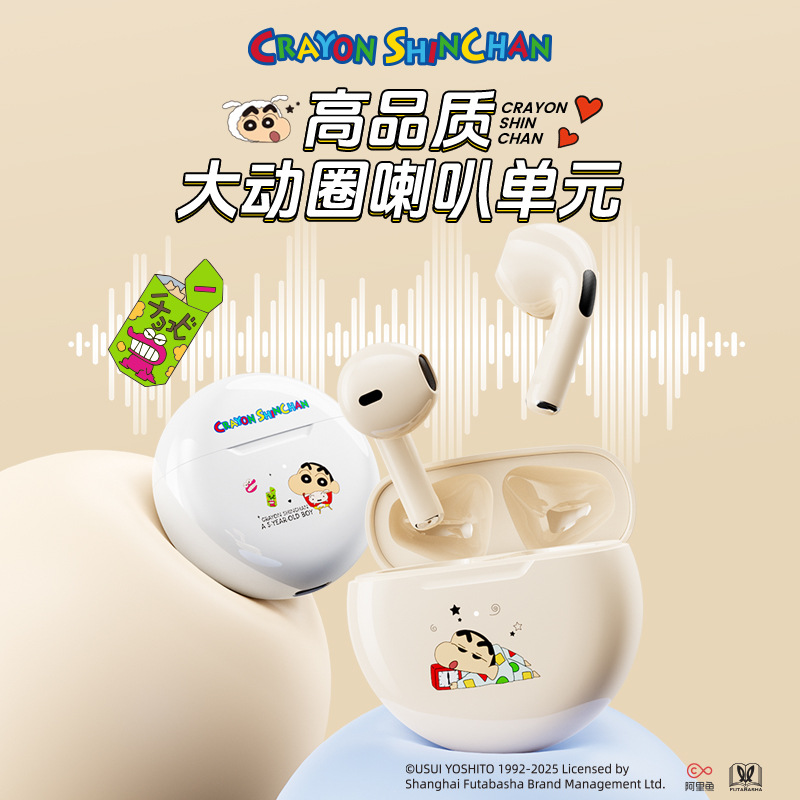 Crayon Shin-chan J6 Bluetooth Earphones New In-Ear Cartoon Cute Noise Cancelling Super Long Battery Life Sports Wireless Earphones