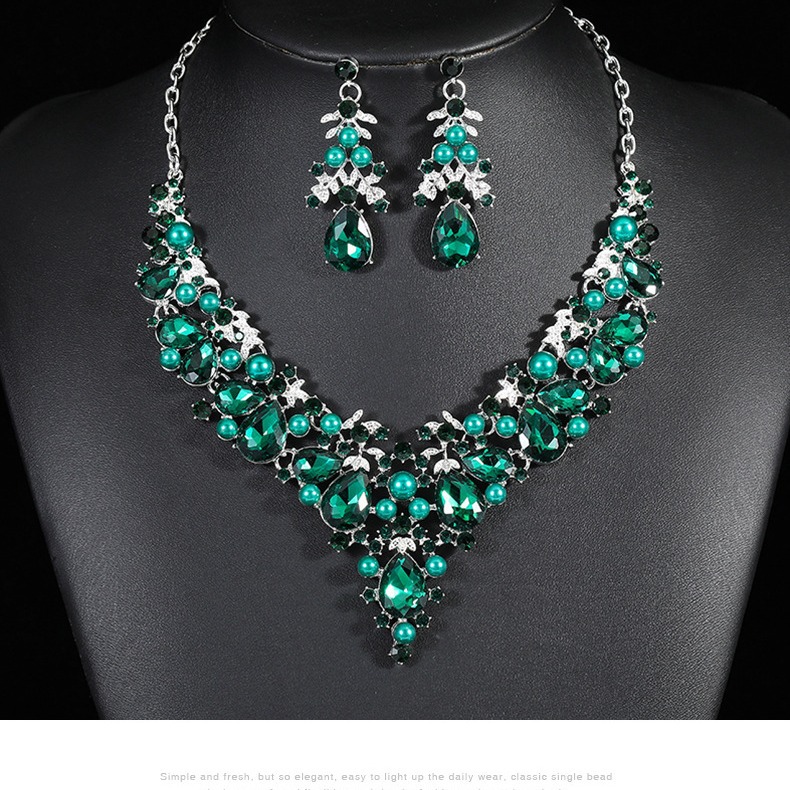 2022 New Necklace Set Women Two-Piece Alloy Elegant Bride Dress