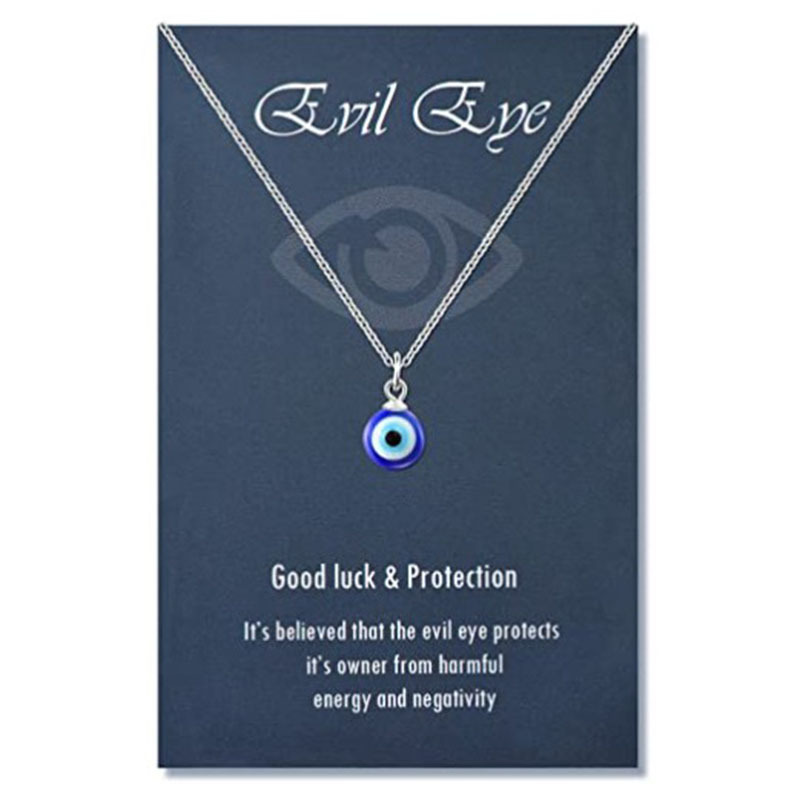 Glass Round Bead Blue Eye Pendant Necklace Evil Eye Necklace