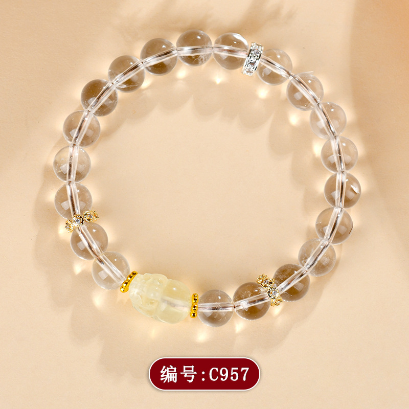 Natural White Crystal Aquamarine Round Bead Bracelet Women Fresh Bracelet Network Jewelry Custom