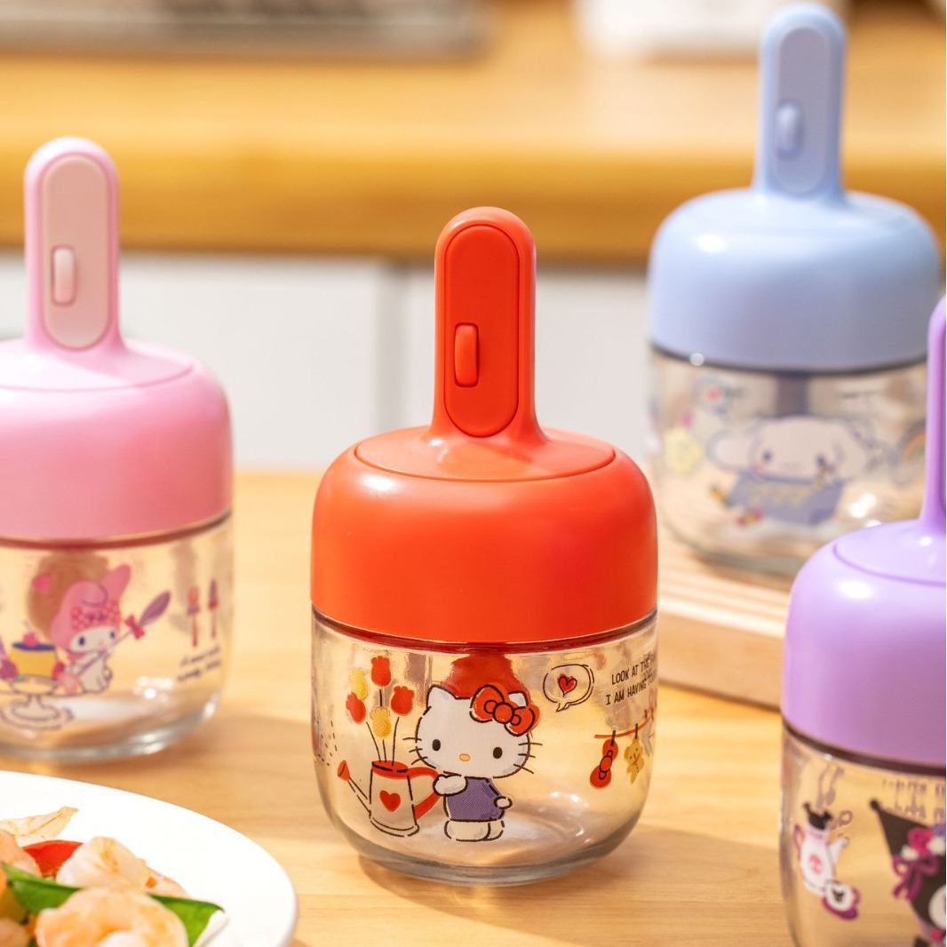 Sanrio Seasoning Jar Official Rolling Retractable Salt Jar Cartoon Kitchen Utensil Spoon Lid Integrated Sealed Cartoon KT Seasoning Jar