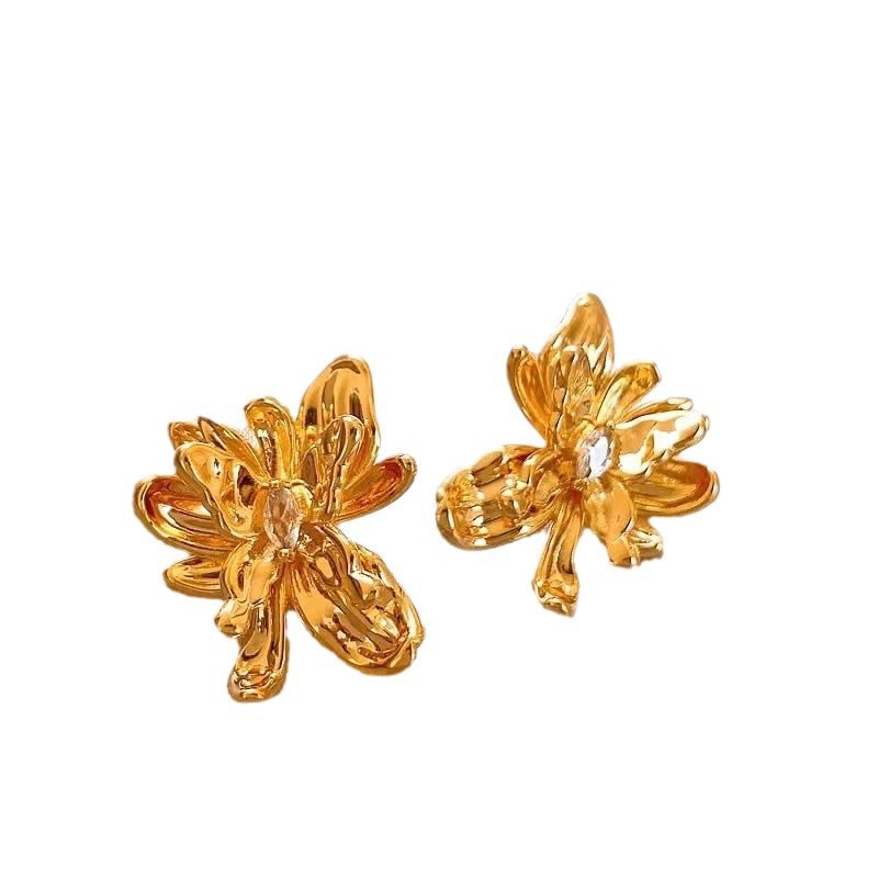 Flower ear studs super fairy exaggerated elegant celebrity style ear accessories