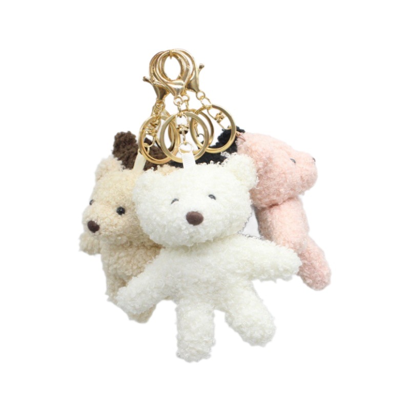 New Cartoon Cute Curly Teddy Bear Plush Keychain Bag Charm Decoration Clothes Shoes Accessories