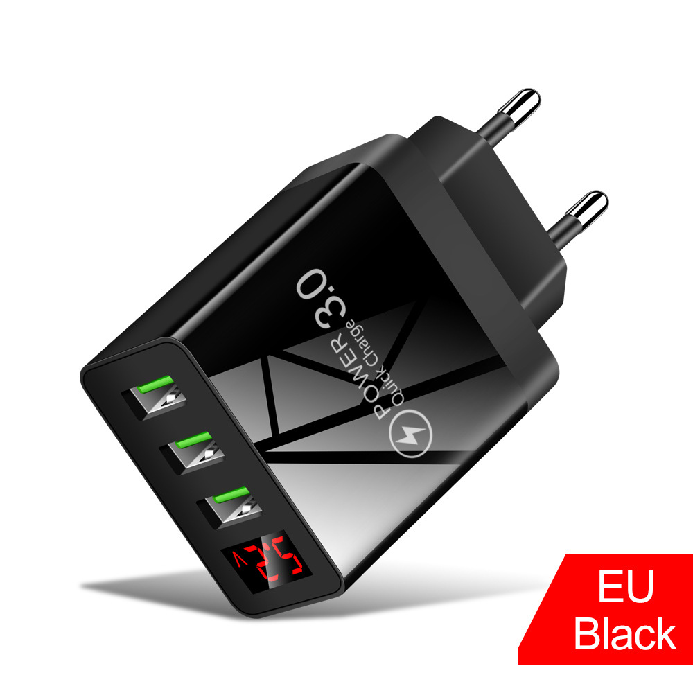3USB Display Phone Charger EU US UK Plug Wall Charger Travel Charger