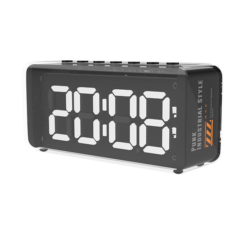 Desktop home wireless Bluetooth 5.2 speaker dual speaker audio card slot mirror electronic digital dual alarm clock
