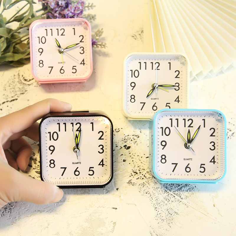 Square simple three-dimensional home decoration night light alarm clock student digital small hour clock