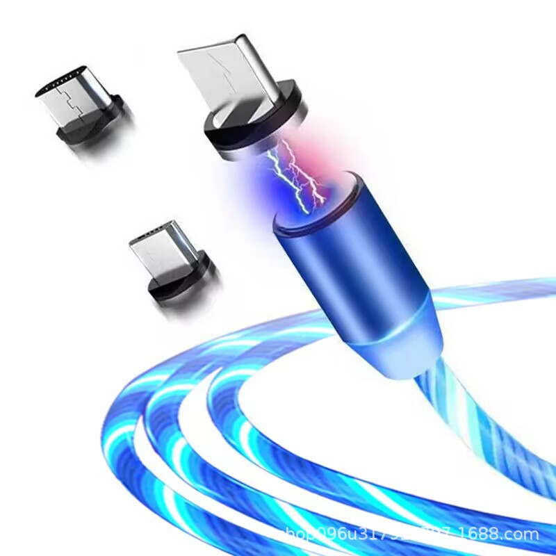 Streaming data cable for Android/Apple/type-c 3-in-1 magnetic glowing charging cable