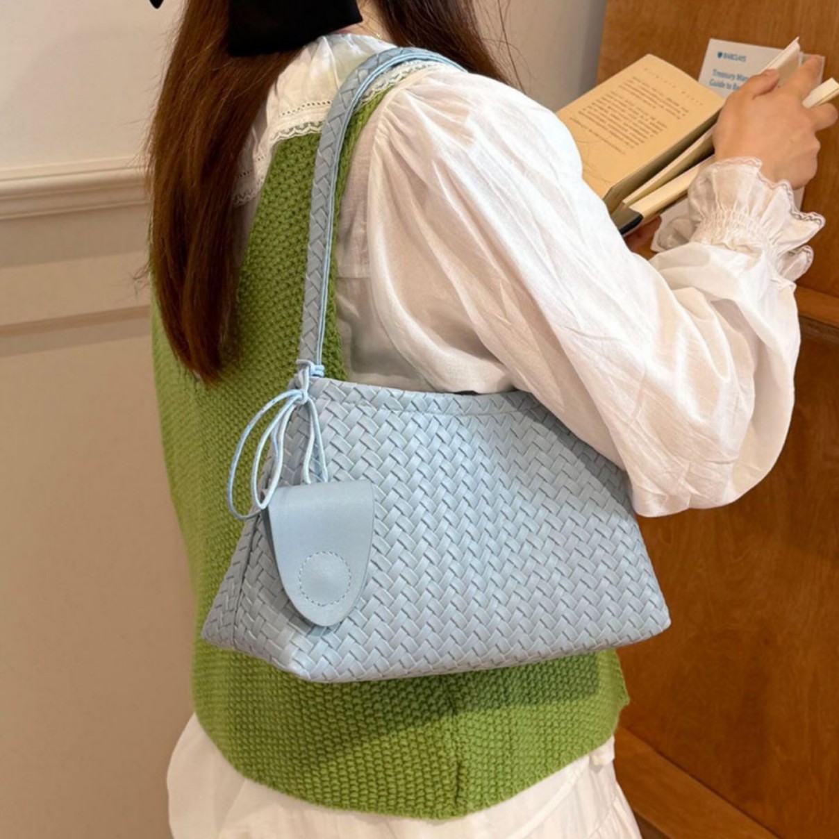 Niche Hand-Woven Underarm Bag Women Casual Handheld Mother-Child Bag Large Capacity Single Shoulder Bag Women Bag