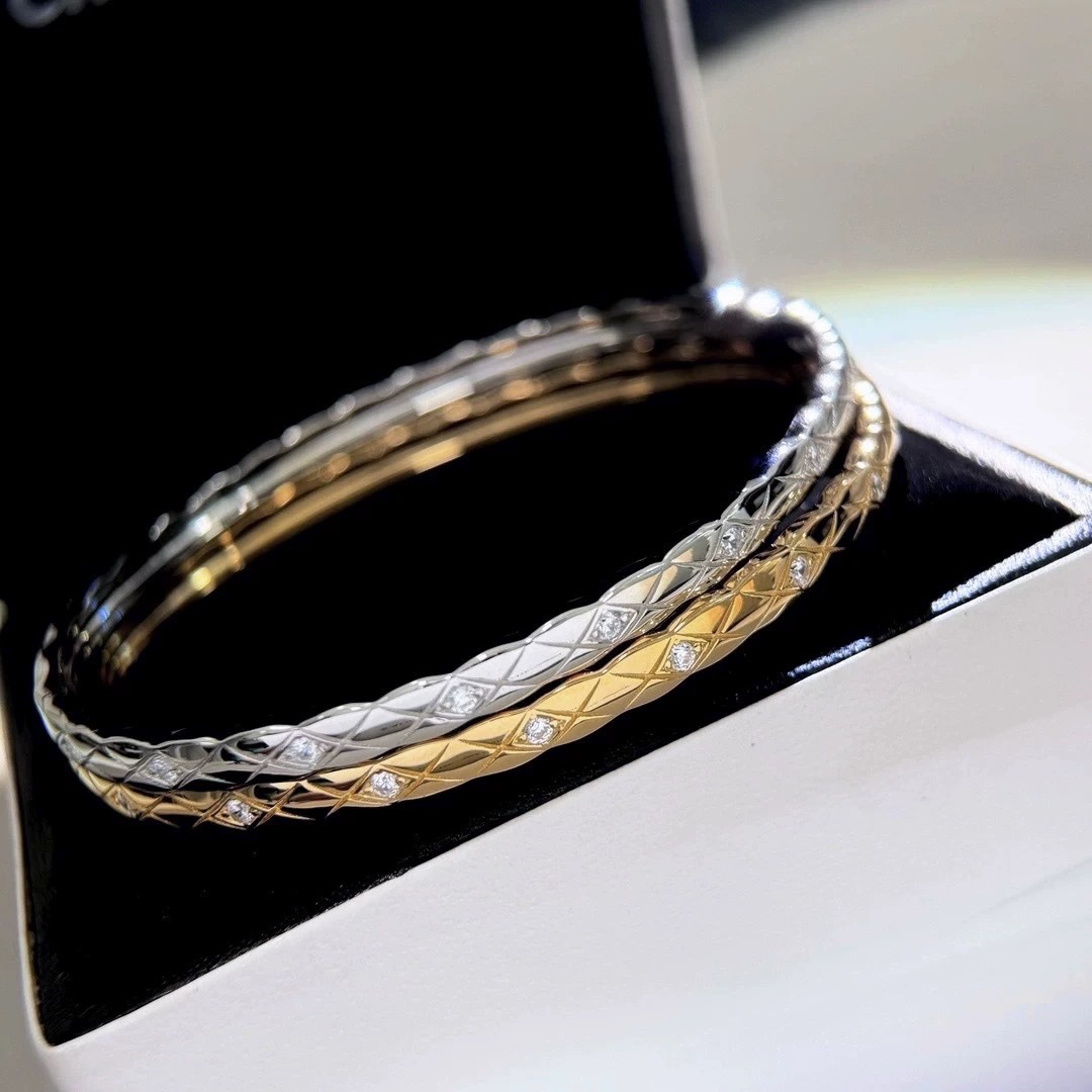 Small fragrance high version V gold coco diamond-encrusted full diamond couple bracelet simple bangle for women