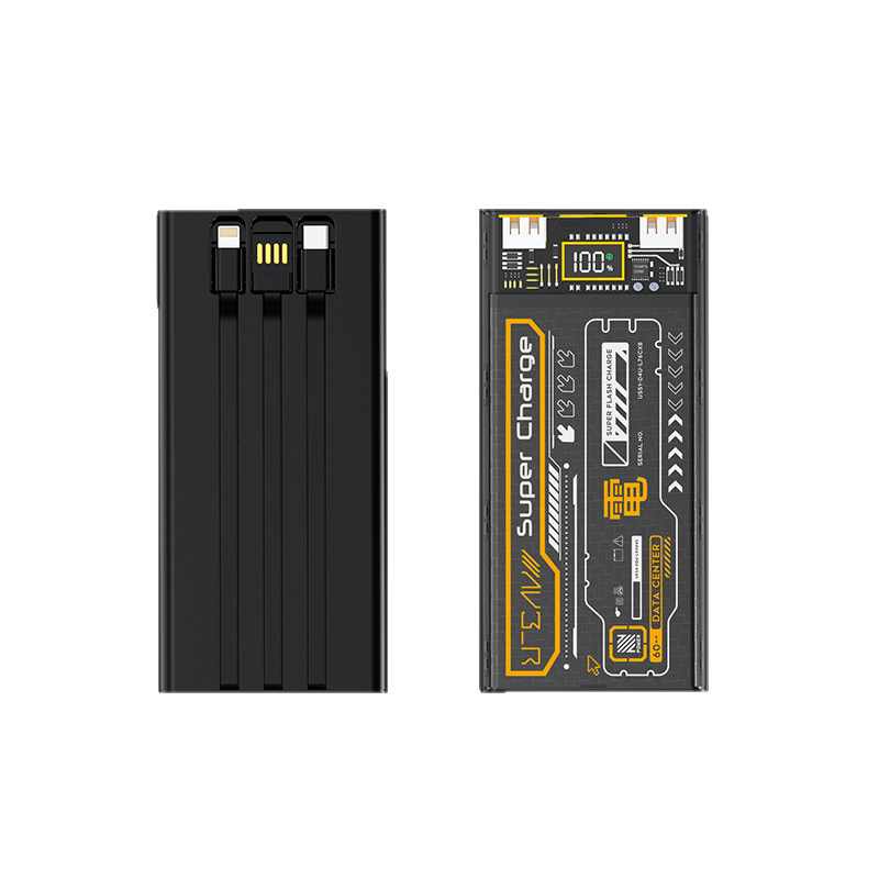 GaN 100W Flash Charging Transparent Punk Mech 1/20000mAh Power Bank Cable Mobile Power Supply