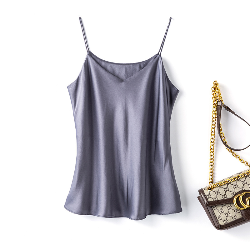 2026 Summer New Base Layer Double Layer Silk Camisole for Women Mulberry Silk Bustier Sexy Inner Wear Solid Color Vest
