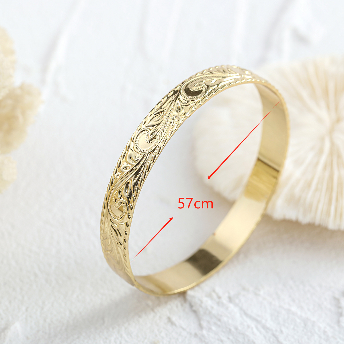 New Hawaiian Style Vine Frangipani Bracelet Copper Plated 14K Real Gold Bangle Beach Vacation Style Accessories