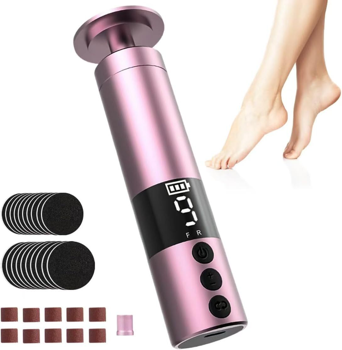 Electric Foot File C2, Optional Nano Grinding Head, 2-in-1 Rechargeable with Base, Electric Callus Remover