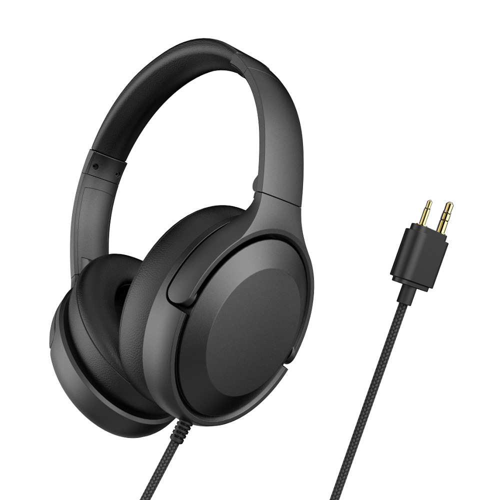 Designable aircraft earphone solution dual plug triple plug headset 3.5MM plug aviation gift wired earphones