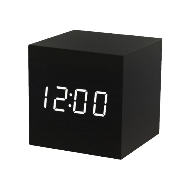 LED wooden clock, night light, voice-activated electronic alarm clock, desktop decoration, gift, student alarm clock