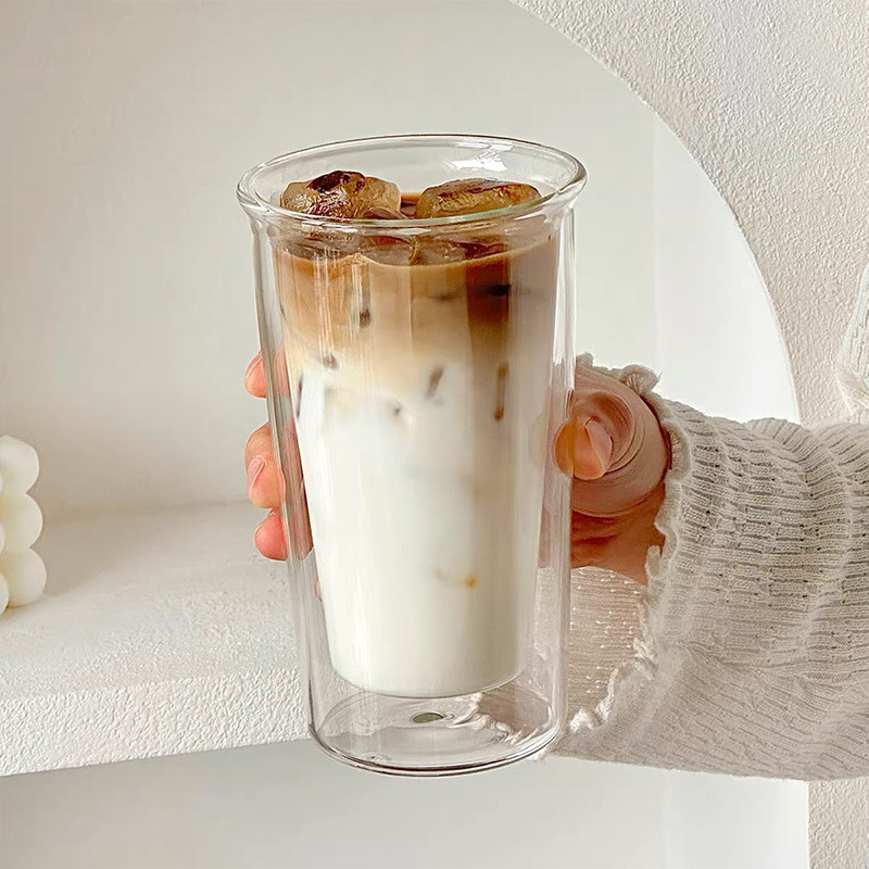 Heat-resistant double-layer insulated glass water cup, coffee cup, water cup, milk drink cup, milkshake, milk tea, coffee cup