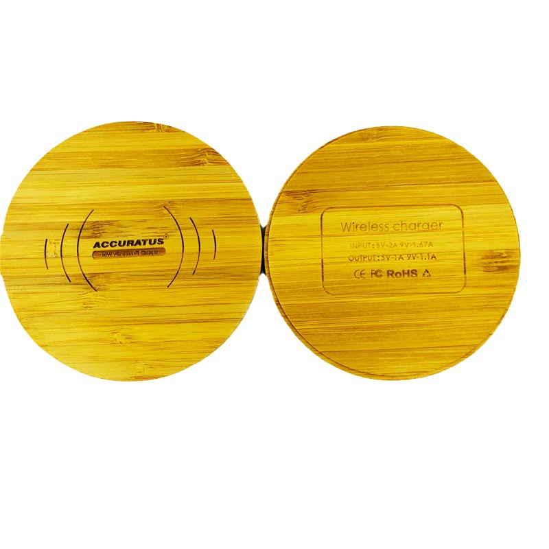 5W 10W 15W round bamboo wood phone wireless charger universal wireless charging base