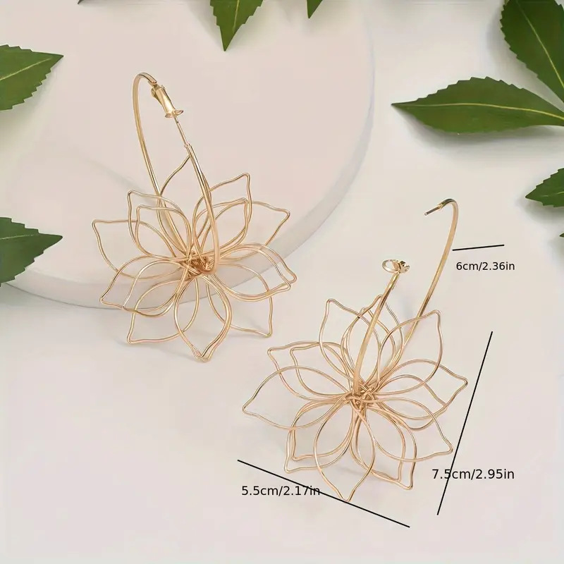 Hollow wire flower shape earrings Japanese and Korean minimalist iron wire flower ear drops ear accessories