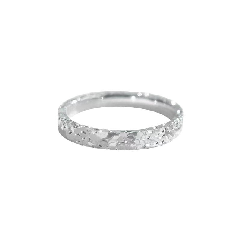 S999 pure silver foot silver crushed ice ring women plain ring white copper silver-plated gift ring niche