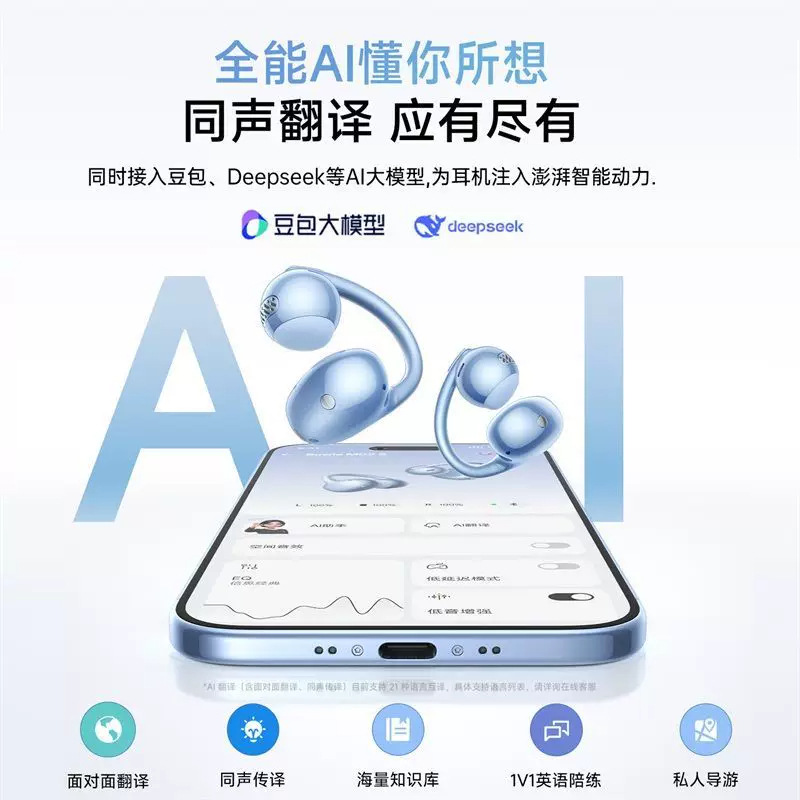 [New Heavyweight Product] 2026 New MC2s Ear Clip Bluetooth Earphones Open Air Bone Conduction AI Earphones