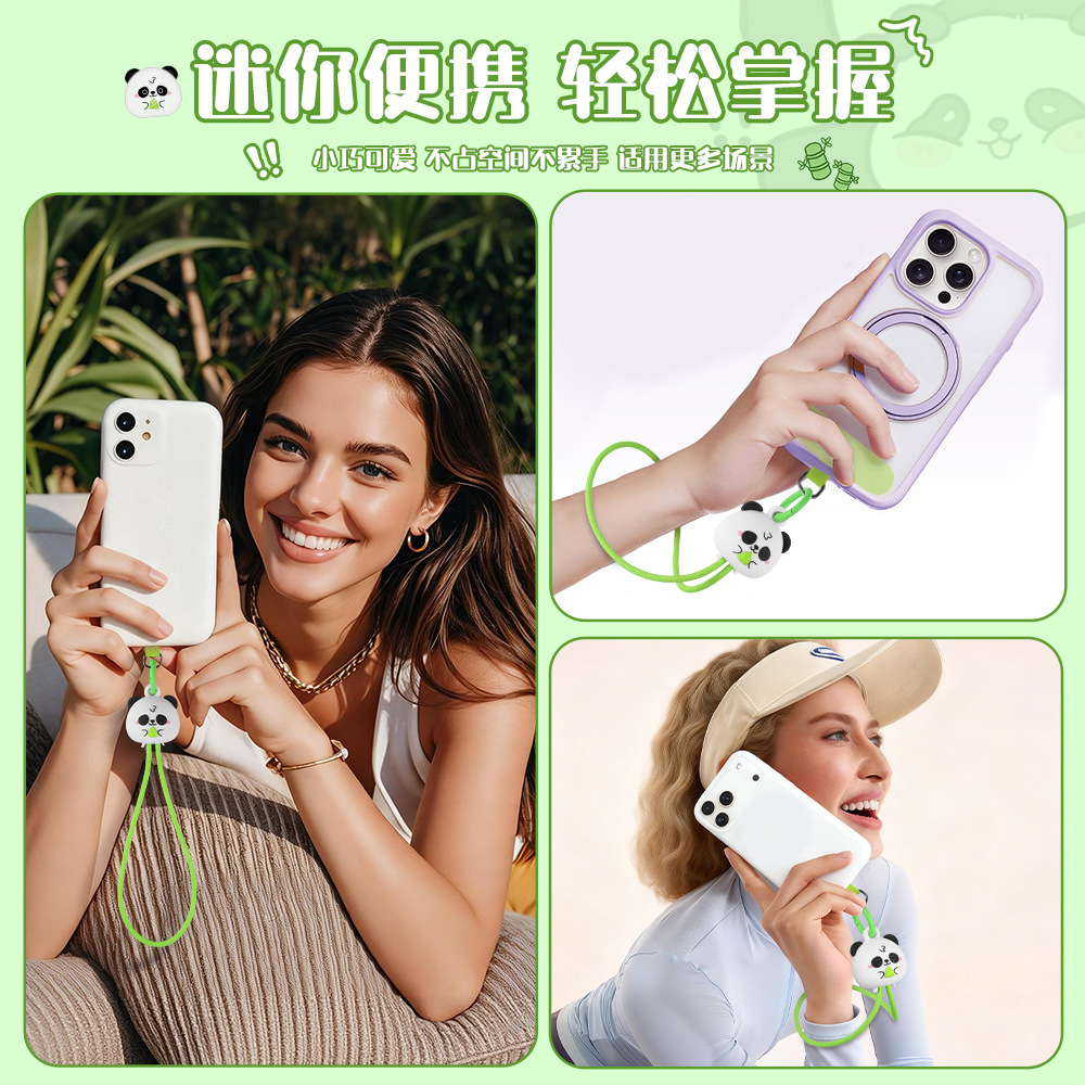 Panda Bracelet Data Cable 60W Fast Charge Cartoon Cute Phone Lanyard Portable Charging Cable Dual Type-C Interface
