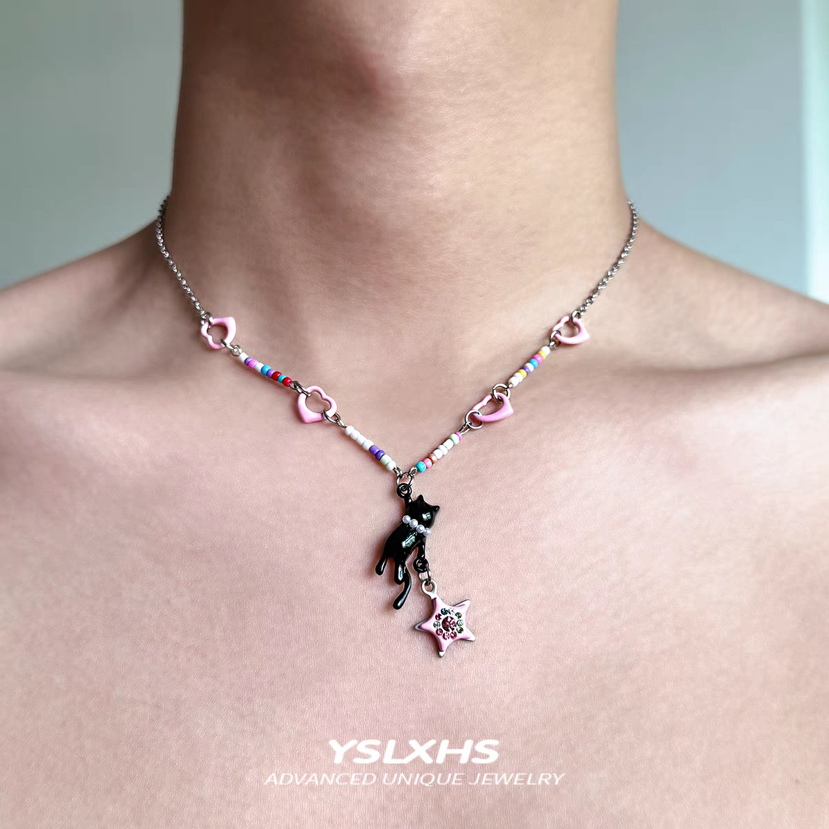 Sweet Punk Leather Metal Necklace Wrapped Choker Collar Punk Butterfly Y2K Collarbone Chain