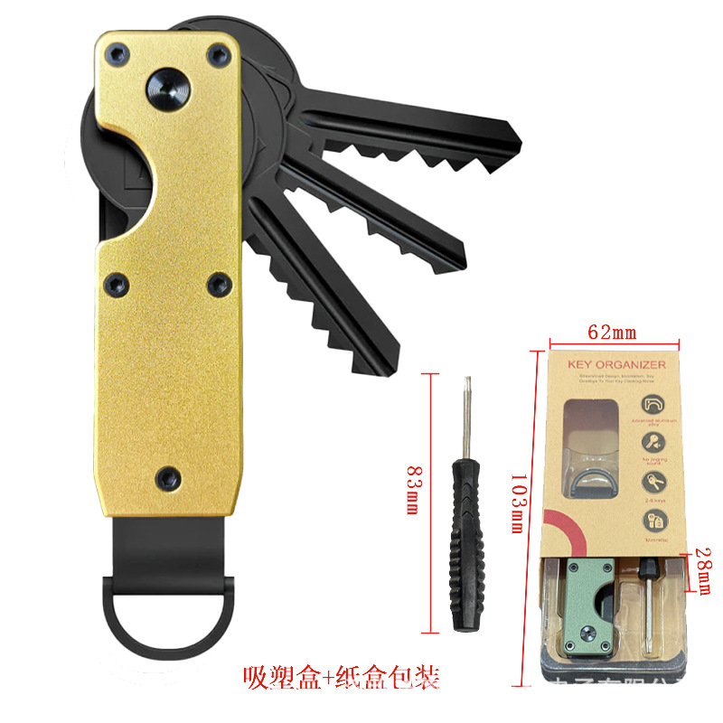 Aluminum Alloy Key Ring Multi-functional Key Organizer Compact Portable Can Hold 2-6 Keys