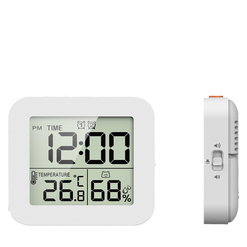 LCD Temperature and Humidity Clock Timer with Repeating Timer, Snooze, Dual Alarm Electronic Clock
